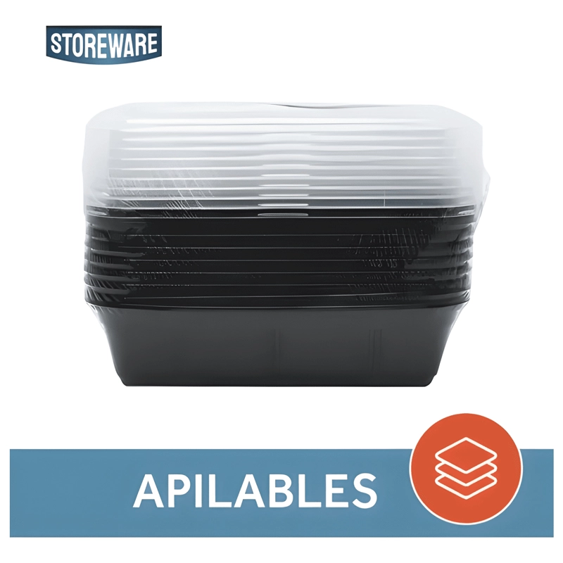 CONTENEDOR HERME TICO PLASTICO MEAL PREP 10U, NEGRO - 3