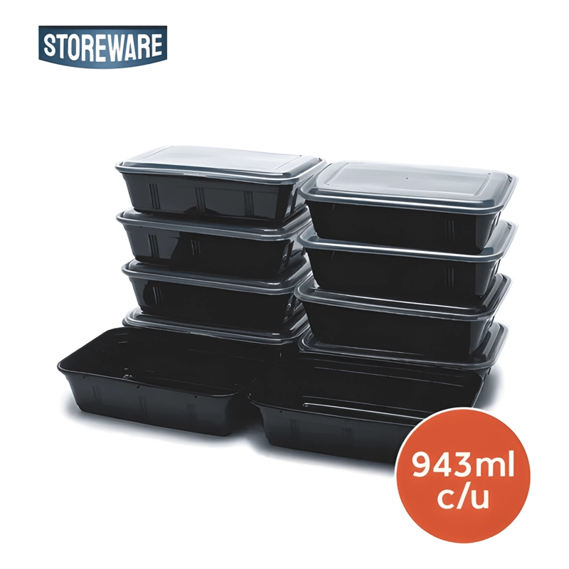 CONTENEDOR HERME TICO PLASTICO MEAL PREP 10U, NEGRO - 4