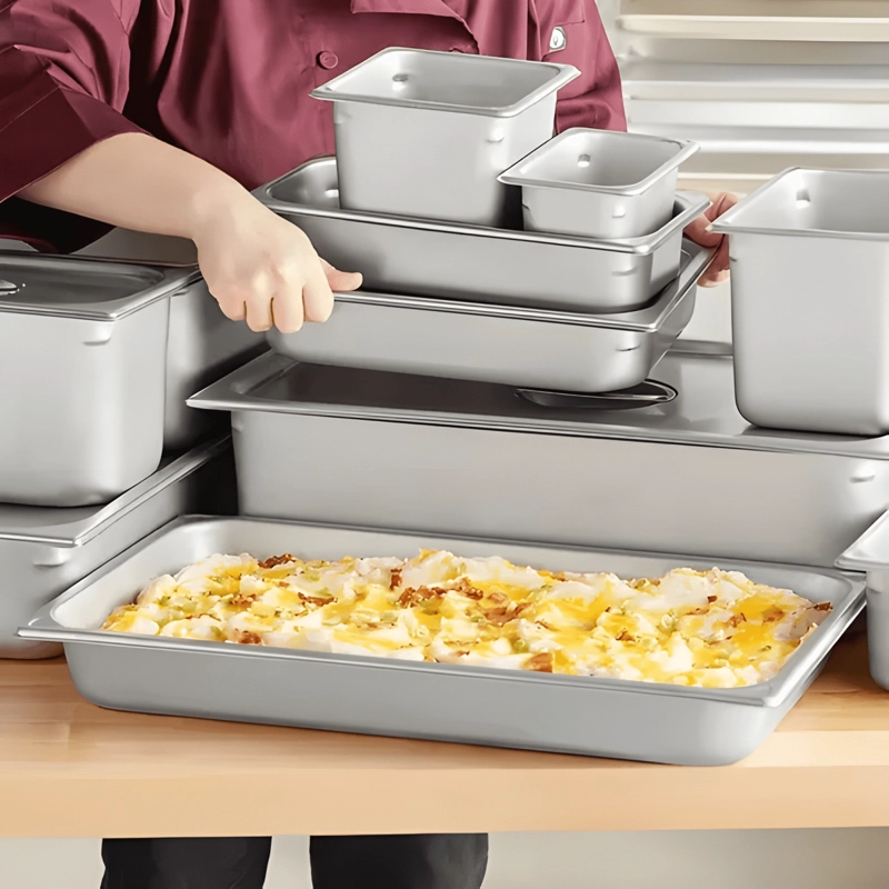 CONTENEDOR GASTRONOMICO ACERO INOXIDABLE GN 1/1 10 CM, GRIS - 1