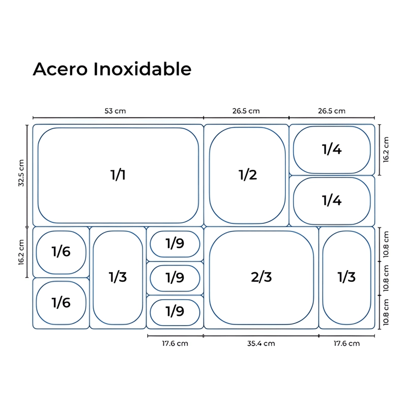 CONTENEDOR GASTRONOMICO ACERO INOXIDABLE GN 1/1 10 CM, GRIS - 2