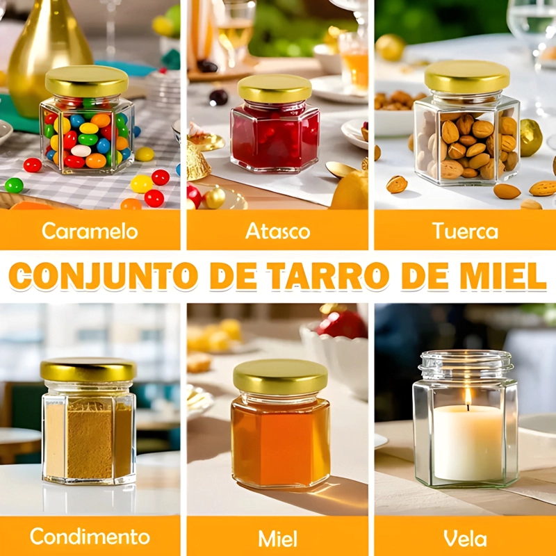 FRASCO VIDRIO MINI MIEL HEXAGONAL 45 ML CON TAPA 20U #2 - 2