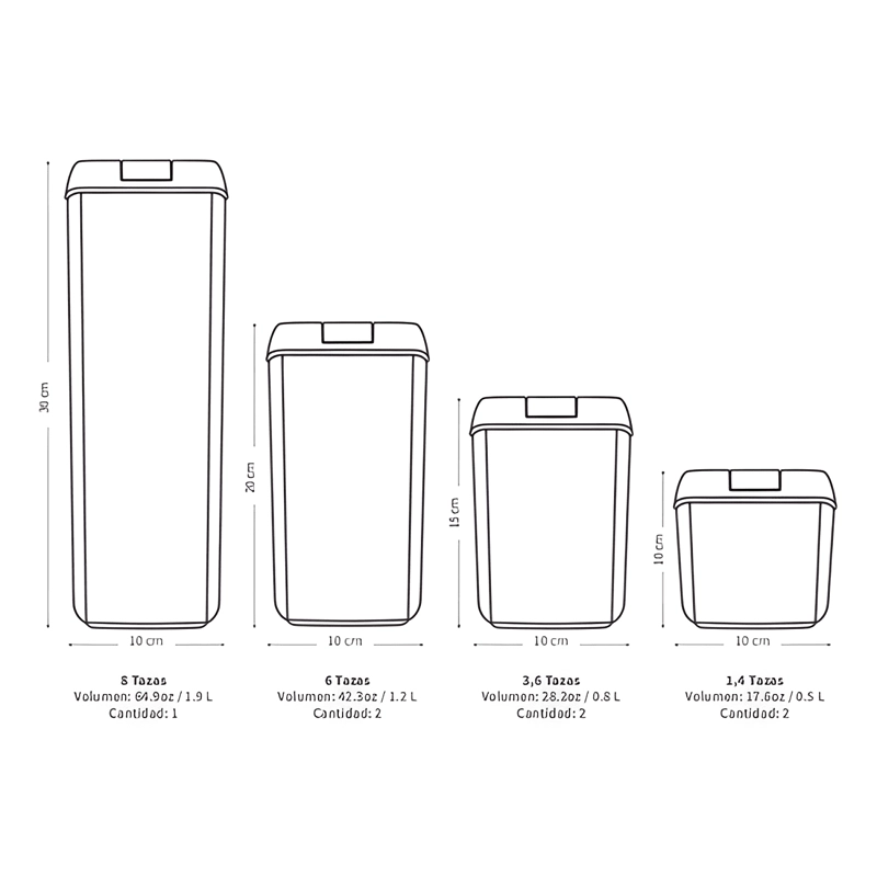 PACK 10 CONTENEDORES HERME TICOS PLASTICO, BLANCO - 1