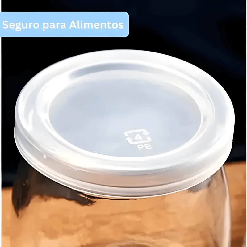 FRASCO DE VIDRIO 200 ML TAPA PLASTICA CONSERVAS 6U, BLANCO - 4