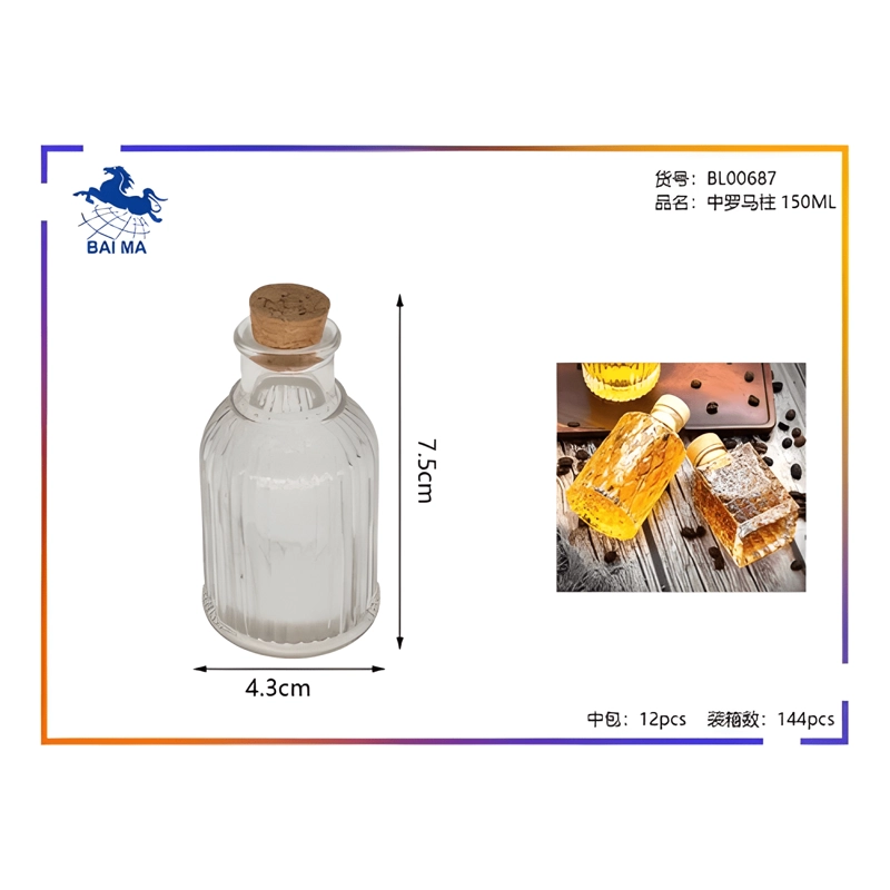 PACK 24 BOTELLITAS VIDRIO TAPA CORCHO ACANALADA 150 ML - 3