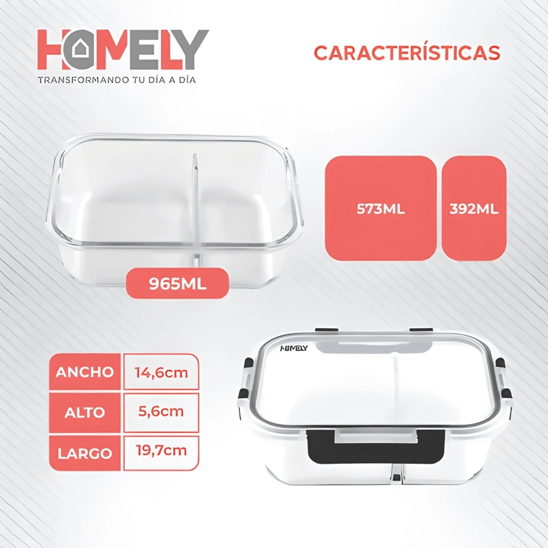 FRASCO VIDRIO TEMPLADO CON DIVISIONES 965 ML HERME TICO - 1