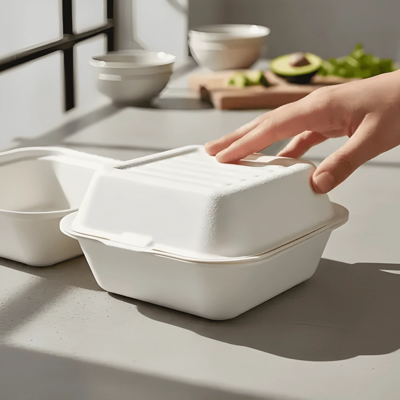 ENVASE BIODEGRADABLE PORTA SANDWICH Y HAMBURGUESA 50U - 1