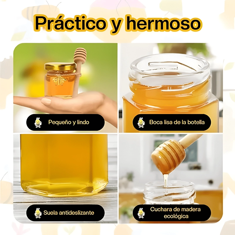 FRASCO VIDRIO MINI MIEL HEXAGONAL 45 ML CON TAPA 20U #3 - 1