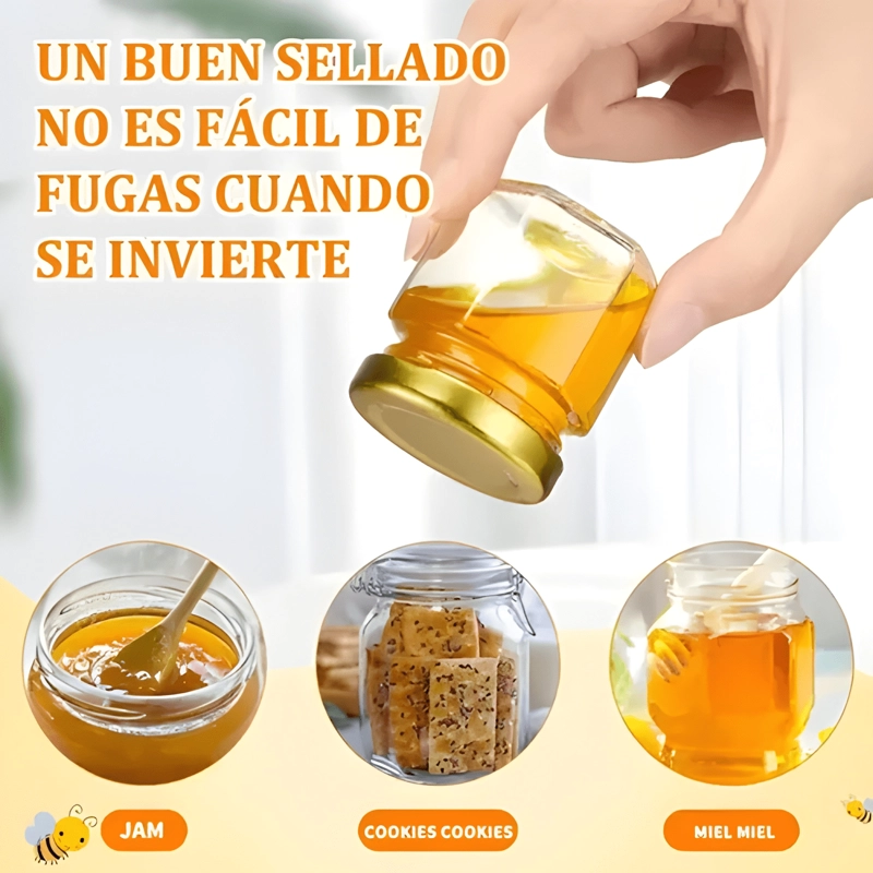 FRASCO VIDRIO MINI MIEL HEXAGONAL 45 ML CON TAPA 20U #3 - 2