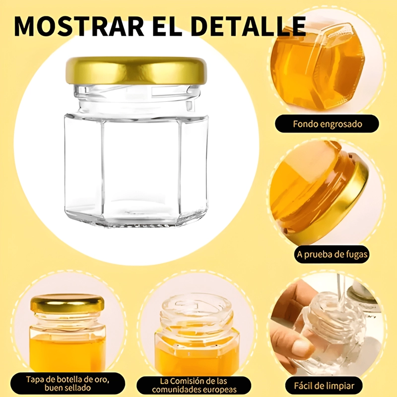 FRASCO VIDRIO MINI MIEL HEXAGONAL 45 ML CON TAPA 20U #3 - 3