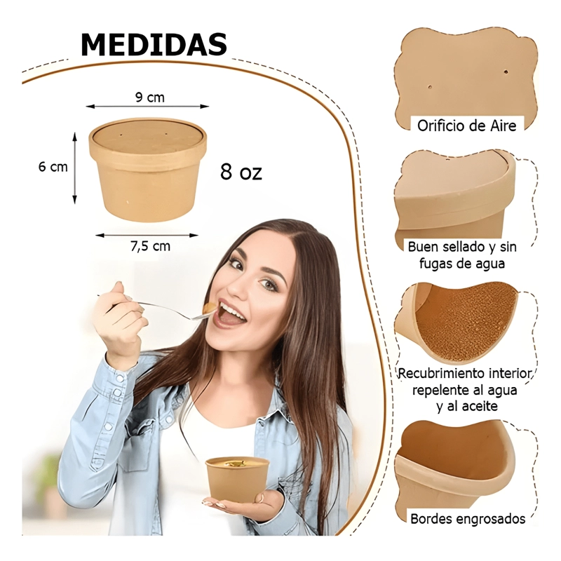 POTE KRAFT CON TAPA 8 OZ 100U #21 - 1