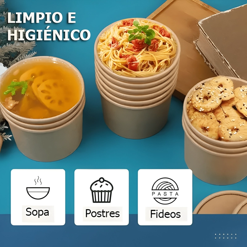 POTE CONTENEDOR KRAFT CON TAPA 50U - 1