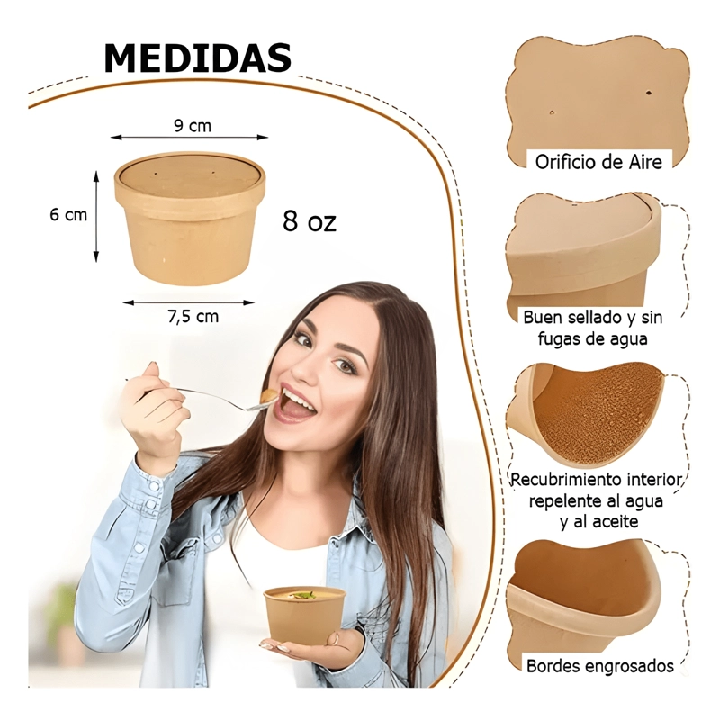 POTE CONTENEDOR KRAFT CON TAPA 50U - 2
