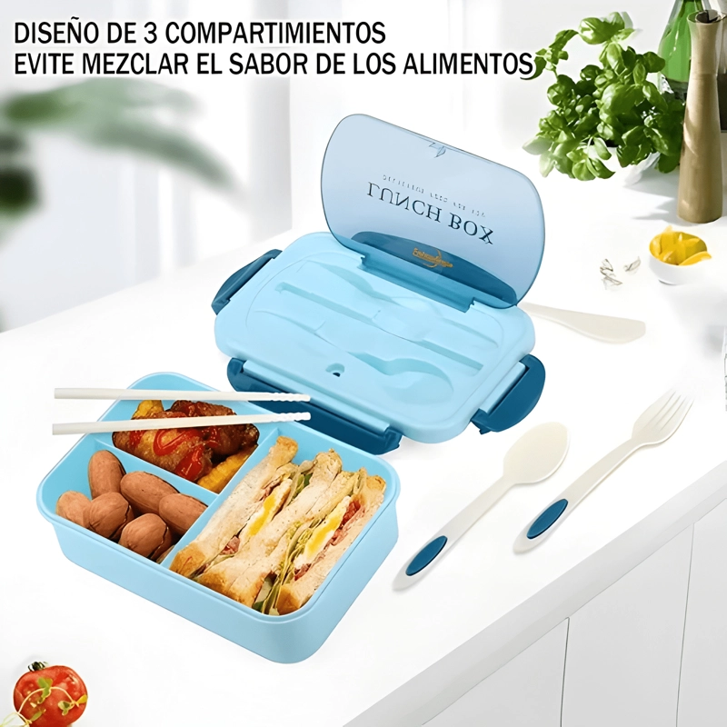 TAPER HERME TICO PARA COMIDAS CON CUBIERTOS, CELESTE - 1