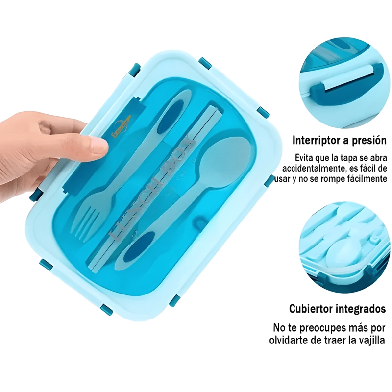 TAPER HERME TICO PARA COMIDAS CON CUBIERTOS, CELESTE - 2