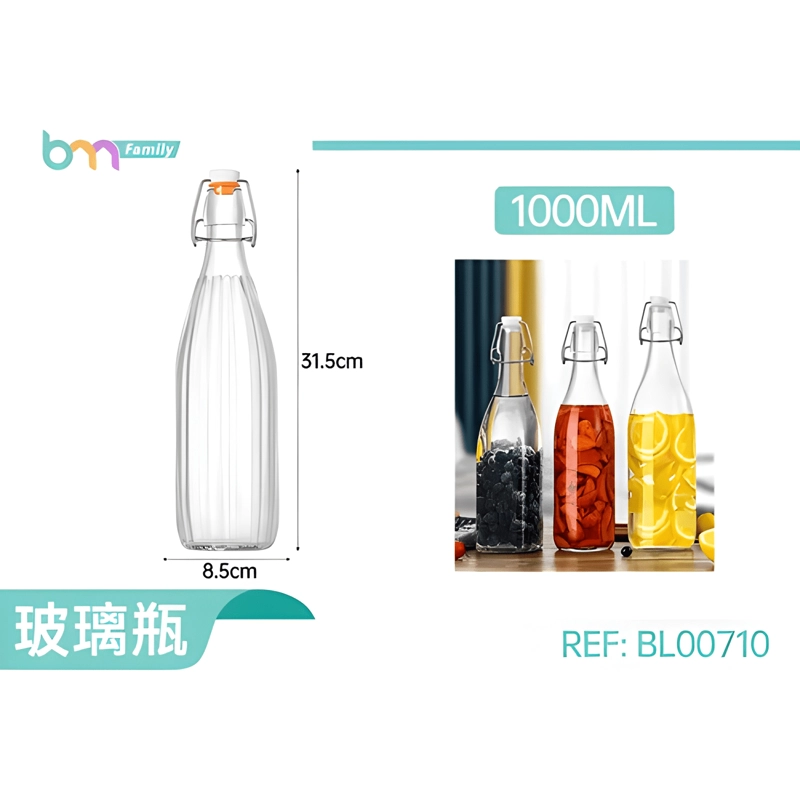FRASCO HERME TICO DE VIDRIO 1000 ML 31,5 CM, TRANSPARENTE - 3