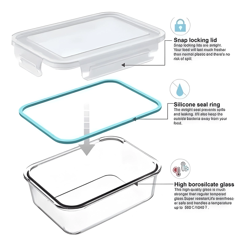TAPER CONTENEDOR HERME TICO PARA ALIMENTO 750 ML 3U - 2