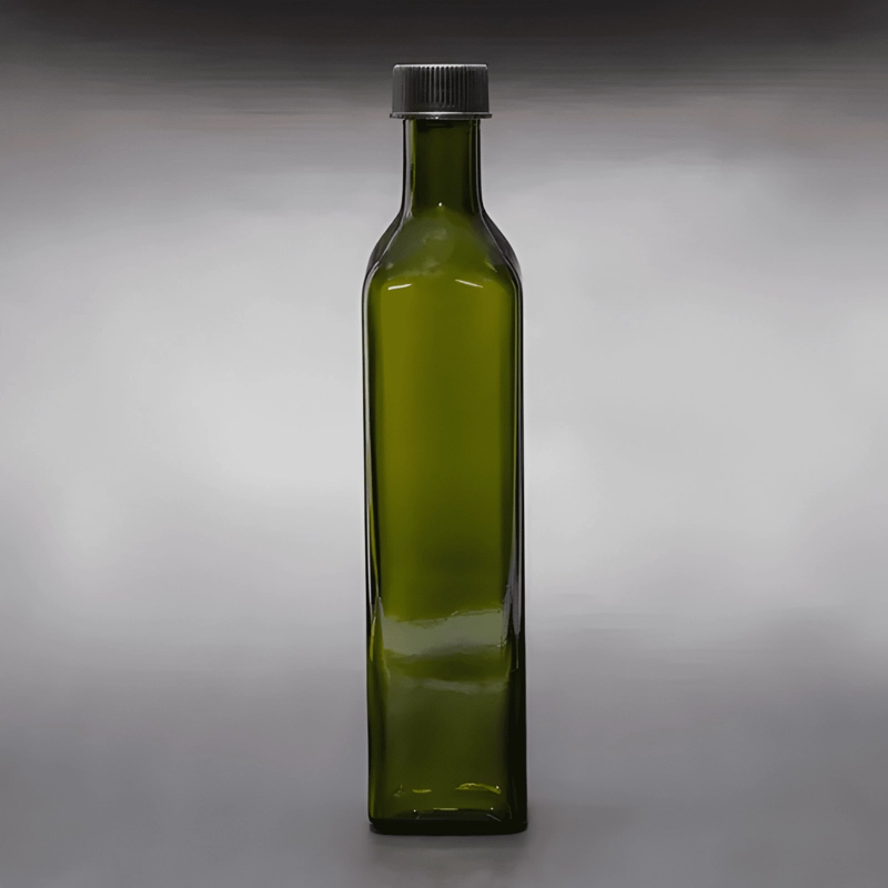 BOTELLA DE VIDRIO BASE CUADRADA 500 ML 10U, VERDE - 1