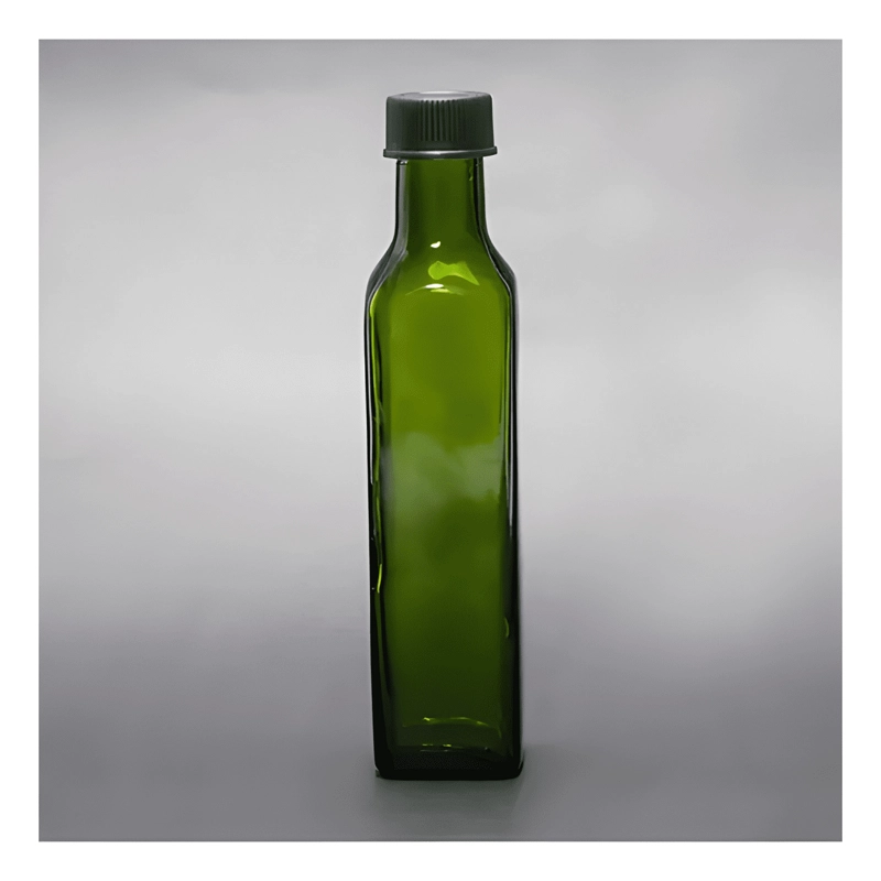BOTELLA DE VIDRIO BASE CUADRADA 500 ML 10U, VERDE - 2