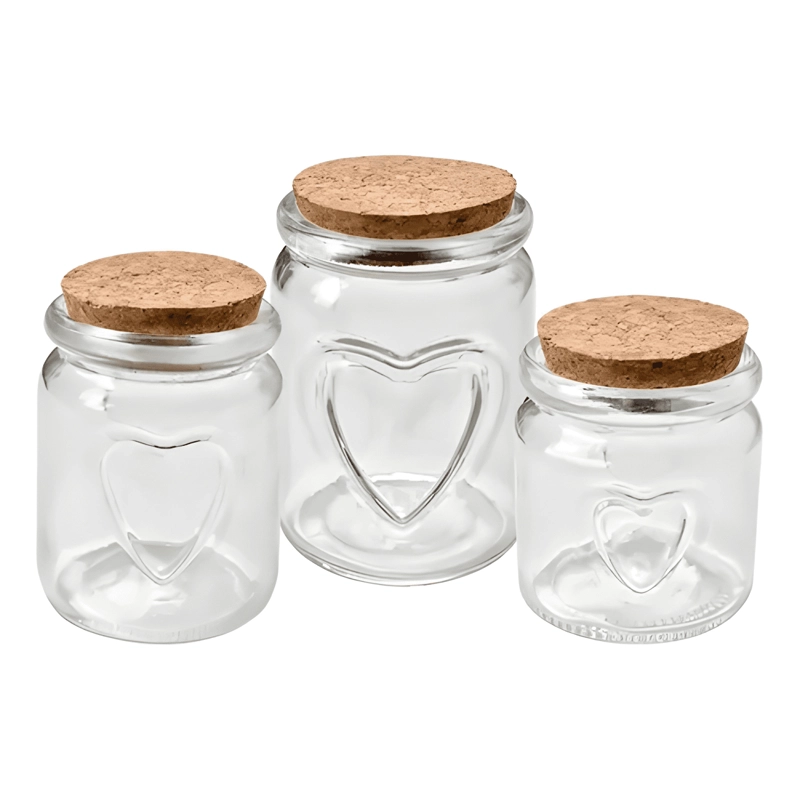 PACK 12 FRASCO VIDRIO DECORATIVO CORAZON TAPA CORCHO 100 ML - 1