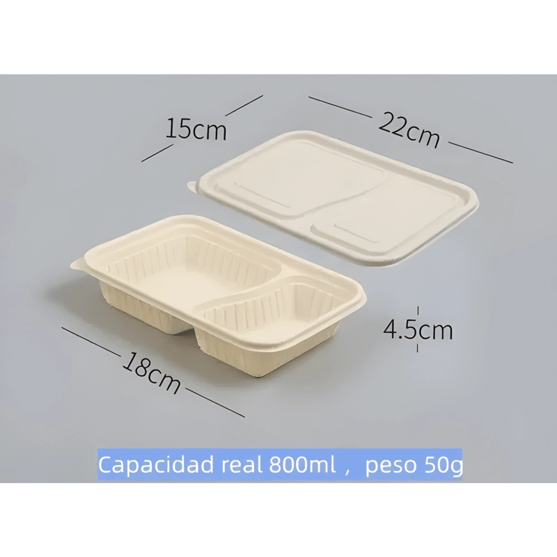 ENVASE BIODEGRADABLE 2 DIV PARA COLACIONES 800 ML 50U - 2