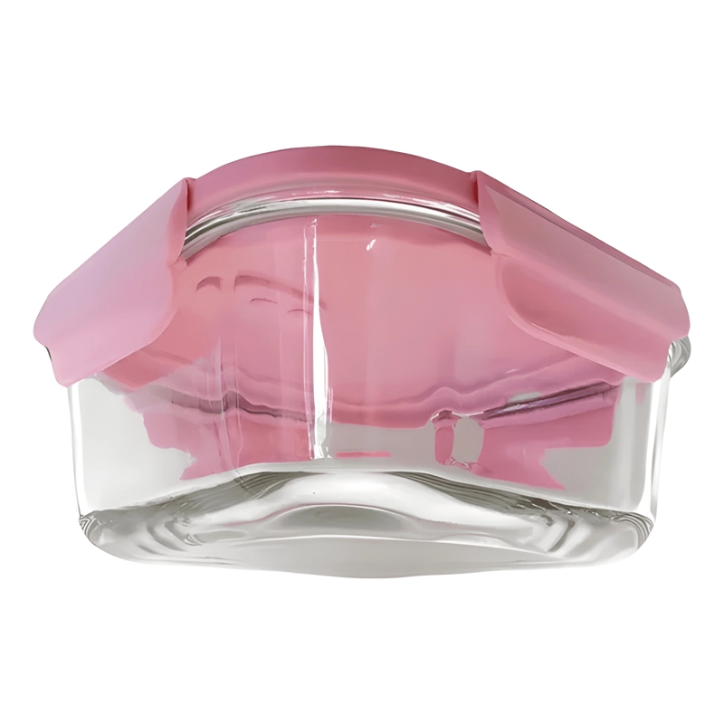 TUPPER VIDRIO HERME TICO CUADRADO 800 ML, TAPA ROSA - 2