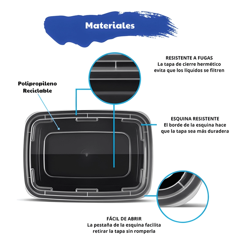 CONTENEDOR HERME TICO MEAL PREP REUTILIZABLE 470 ML 10U - 1