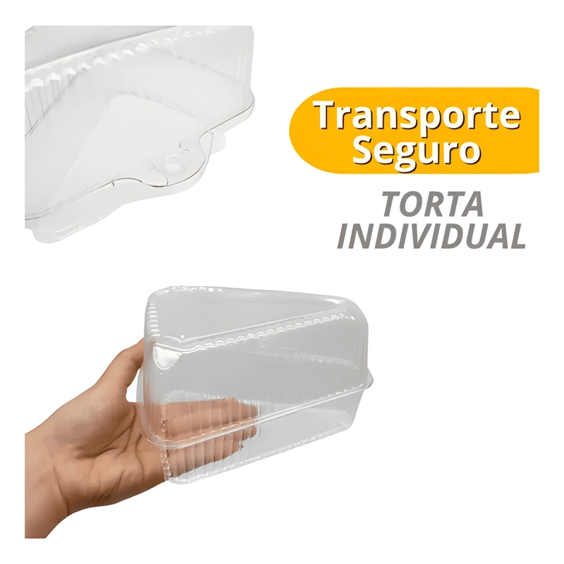 ENVASE PLASTICO PORTA TORTA TRIANGULAR 10X10X14 - 3