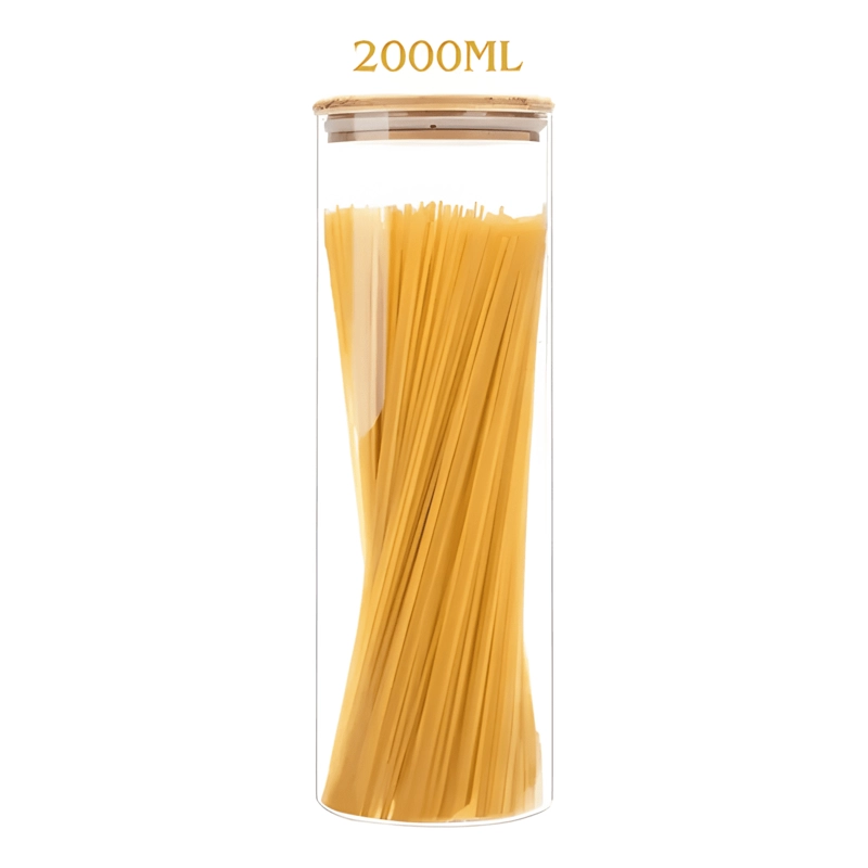 FRASCO TARRO HERME TICO VIDRIO TAPA BAMBU 2000 ML - 3