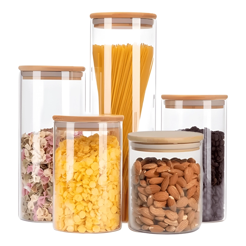 TARRO VIDRIO HERME TICO TAPA BAMBU 1200 ML, TRANSPARENTE - 3