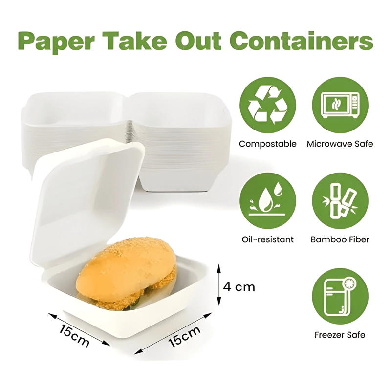 CONTENEDOR DESECHABLE COMPOSTABLE PARA ALIMENTOS 50U - 2