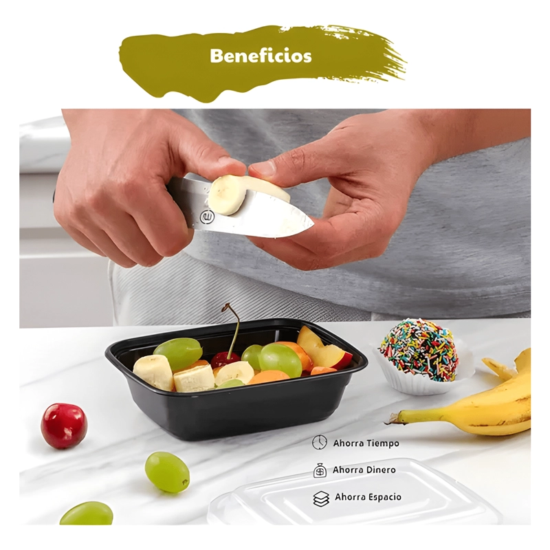 CONTENEDOR MEAL PREP RECTANGULAR REUTILIZABLE 350 ML 10U - 2