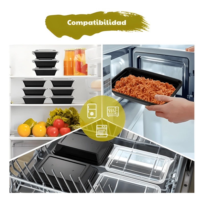 CONTENEDOR MEAL PREP RECTANGULAR REUTILIZABLE 350 ML 10U - 3