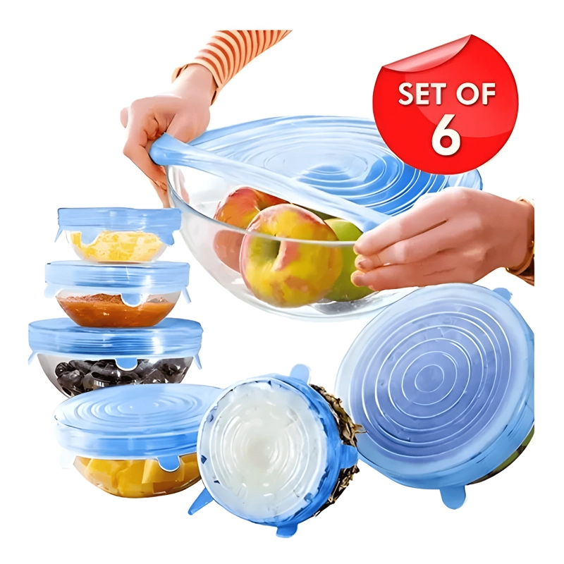 SET 6 TAPAS SILICONA EXTENSIBLE ANTIESCURRIMIENTO, AZUL - 4