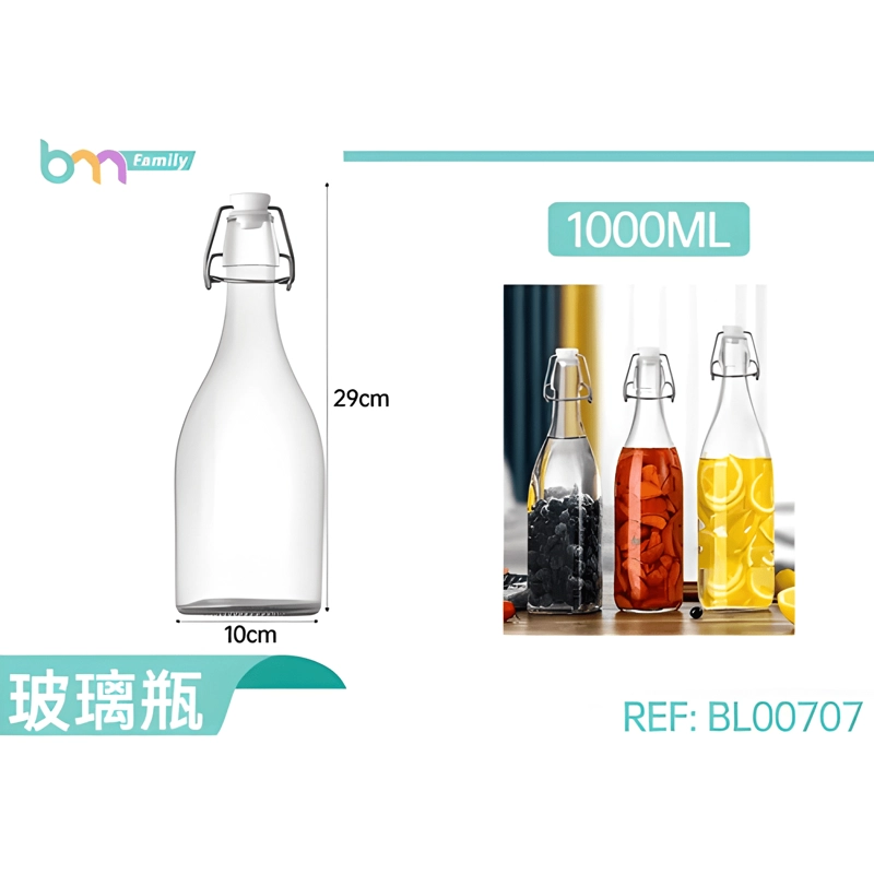 PACK 12 FRASCOS VIDRIO HERME TICO TAPA CLIP 1 L, TRANSPARENTE - 4