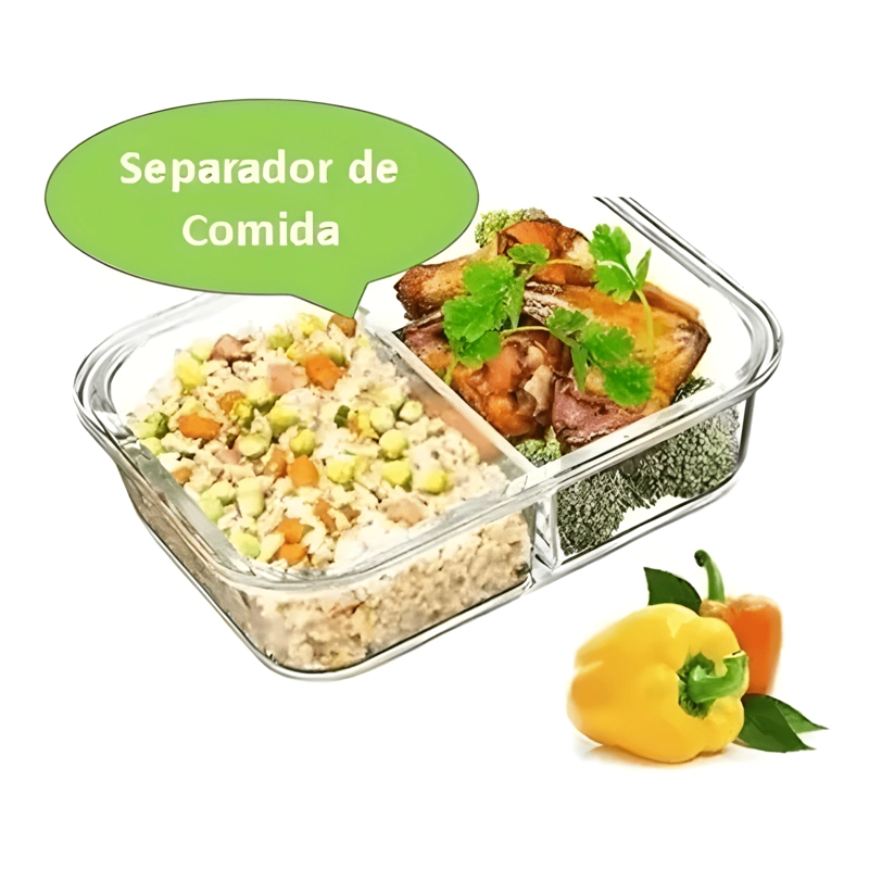 TAPER HERME TICO DE VIDRIO PARA COMIDA 2 DIVISIONES #4 - 3