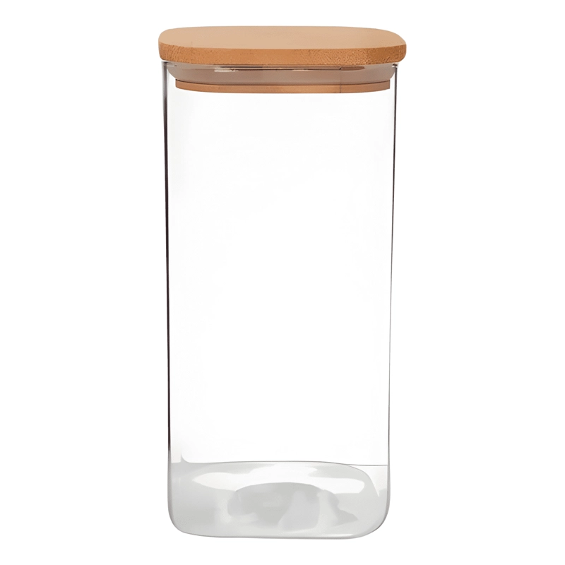 PACK 6 FRASCOS CUADRADOS 1000 ML TAPA BAMBU, TRANSPARENTE - 3