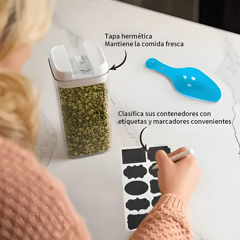 SET 7 CONTENEDORES HERME TICOS ACRILICOS PARA COCINA - 4