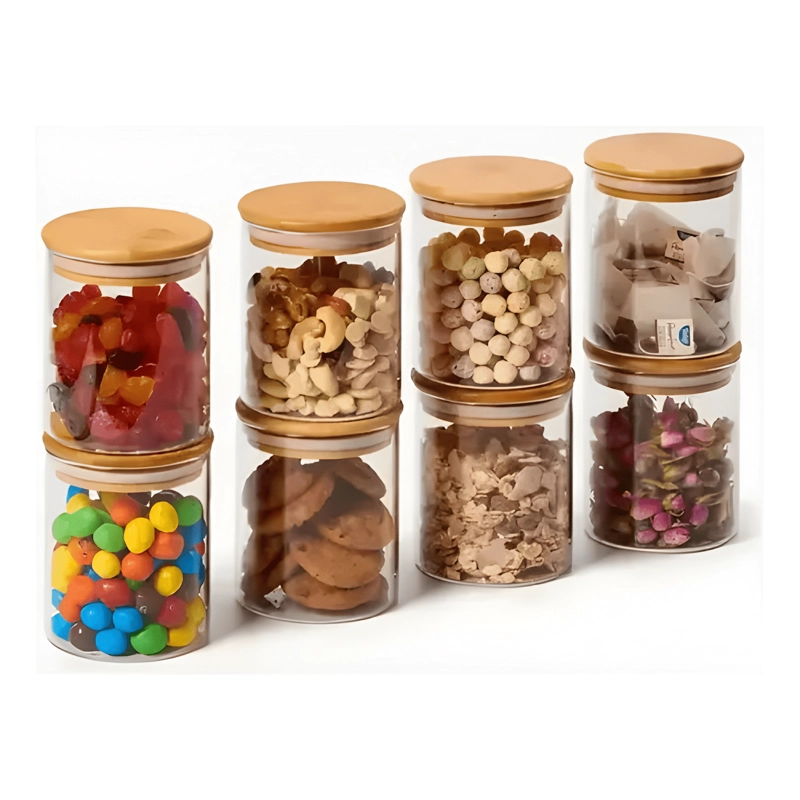 FRASCO PARA ESPECIAS CON SOPORTE Y TAPA DE BAMBU 8U - 3