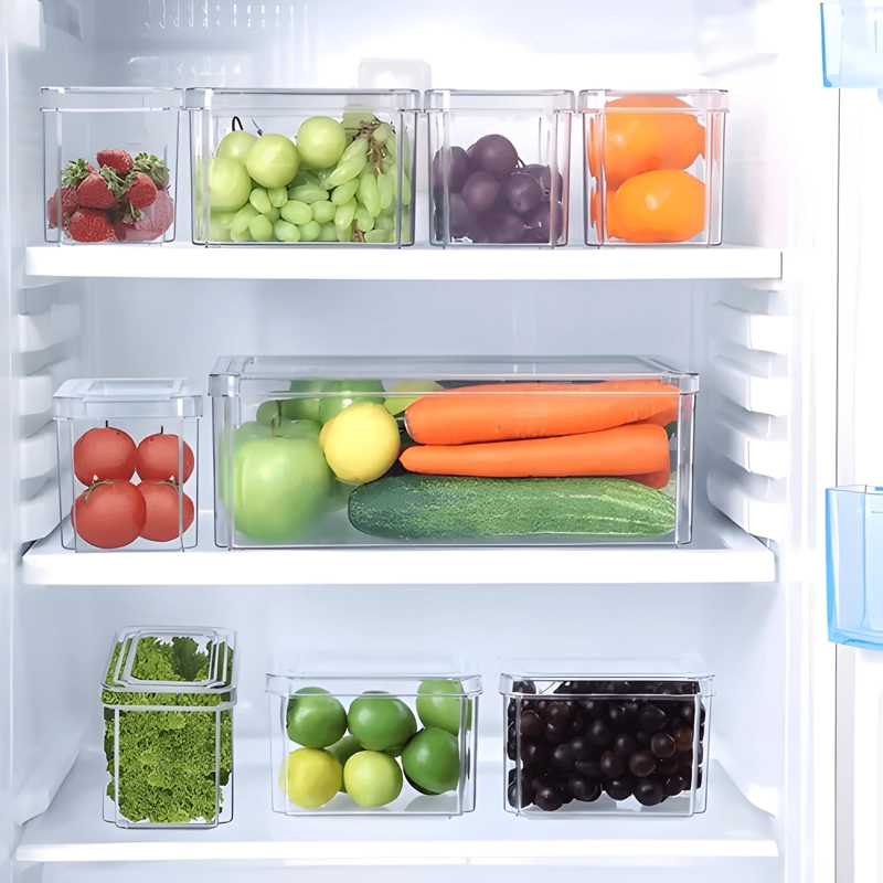 ORGANIZADOR REFRIGERADOR SET 4 CONTENEDORES CON TAPA - 1