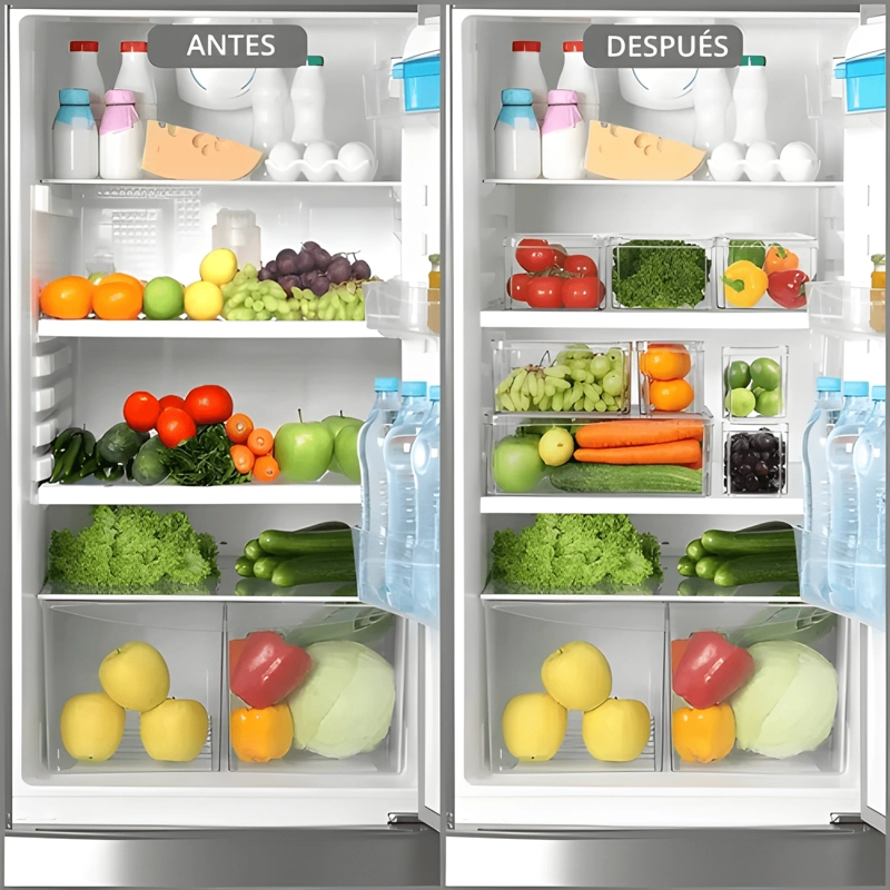 ORGANIZADOR REFRIGERADOR SET 4 CONTENEDORES CON TAPA - 3