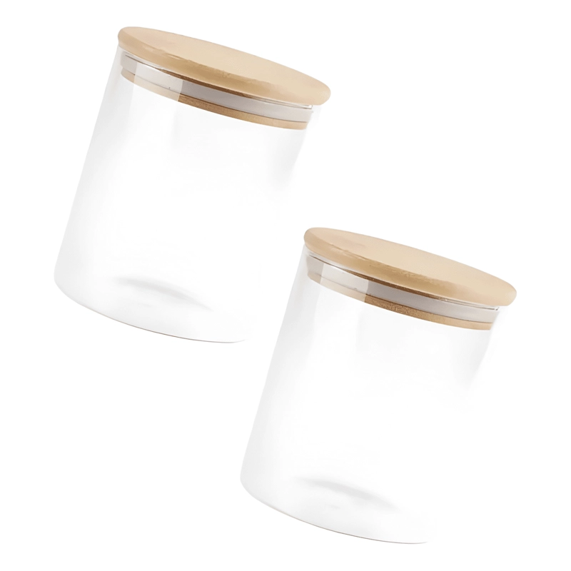 FRASCO CONSERVERO VIDRIO TAPA BAMBU 200 ML 5U, TRANSPARENTE - 2