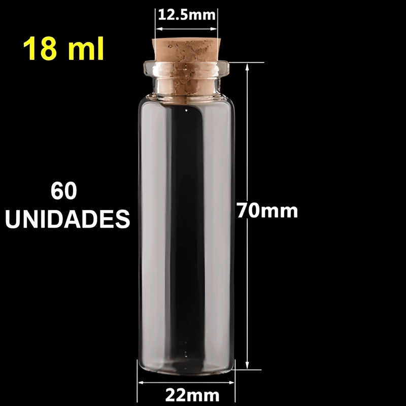 MINI FRASCO BOTELLA VIDRIO CORCHO 2,2X7 CM 18 ML 60U #1 - 1