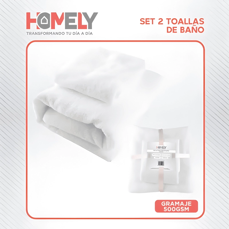 TOALLAS DE BAÑO ALGODON SUAVE HOMELY 500 GSM CUERPO Y MANOS - 4