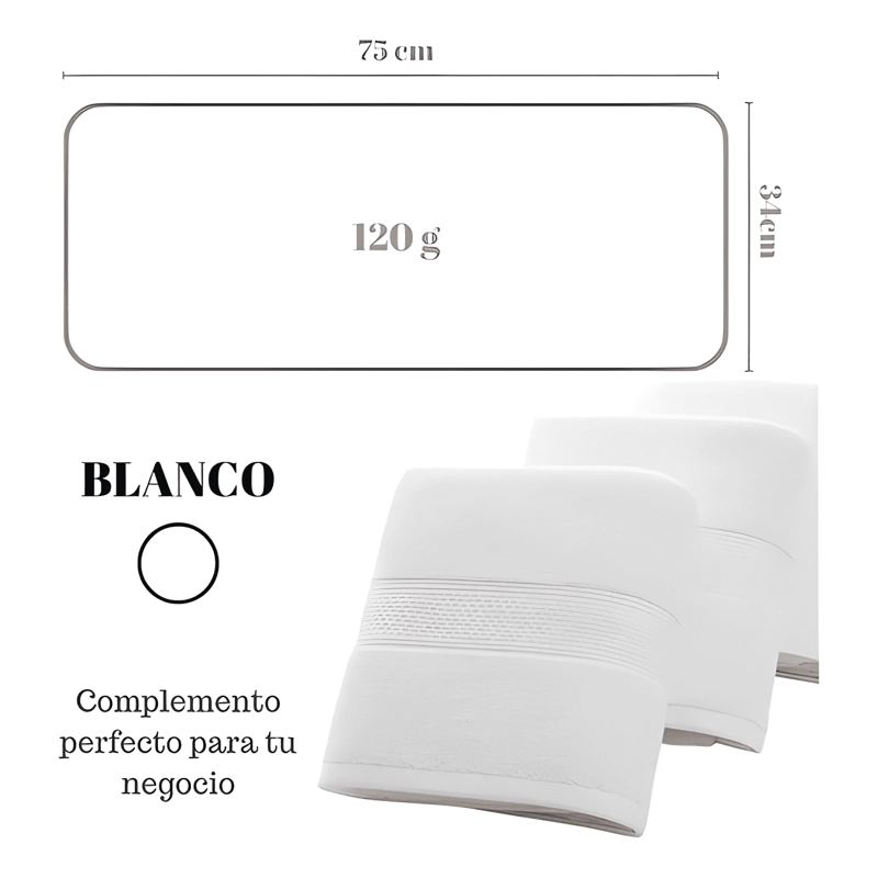 SET 4 TOALLAS ALGODON PELUQUERIA HOTEL BARBERIA SPA 35X75CM - 2