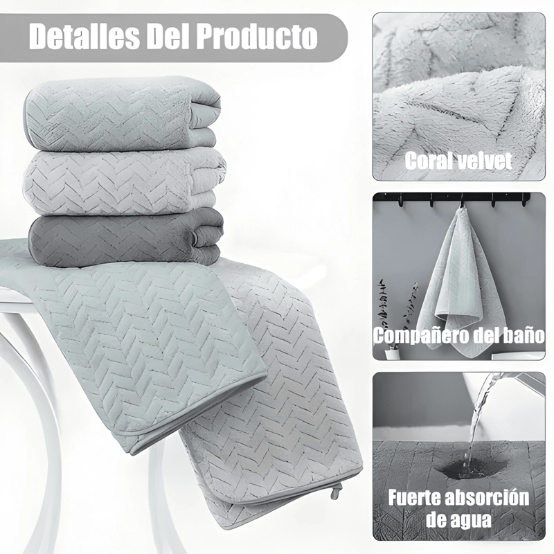 SET 3 TOALLA DE BAÑO SUAVE DE ALTA DENSIDAD 140*70CM - 3