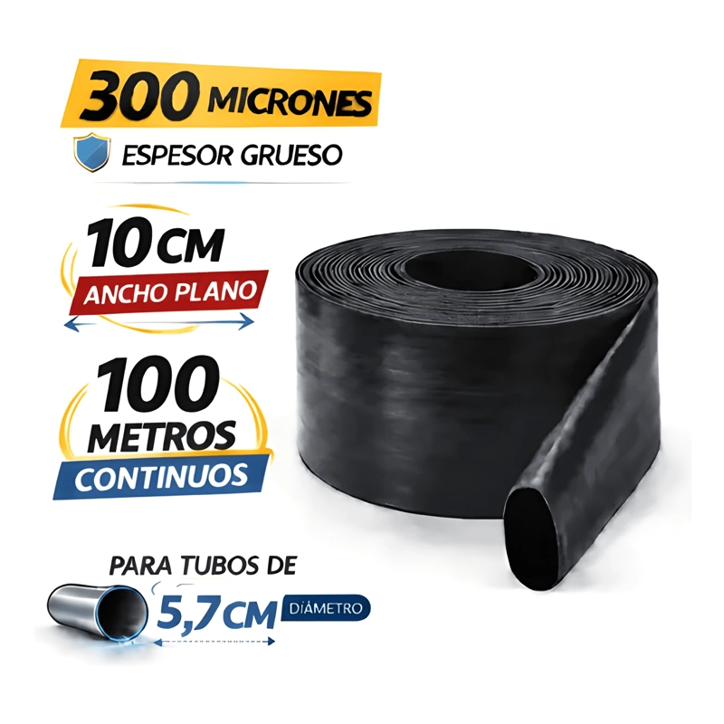 MANGA DE RIEGO 10CM ANCHO X 100MTS LARGO NEGRA - 1