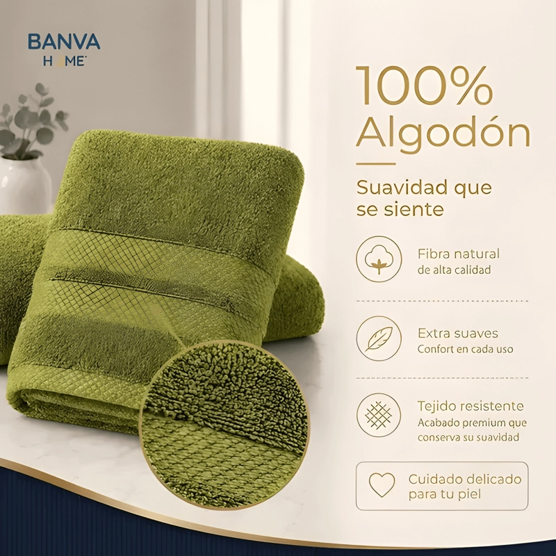 JUEGO 4 TOALLA BANO ALGODON MANOS TOALLON CUERPO 400GR LIMA - 1
