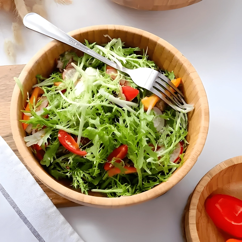 BOWL CUENCO ENSALADERA DE MADERA BAMBU PLATO ENSALADA - 1