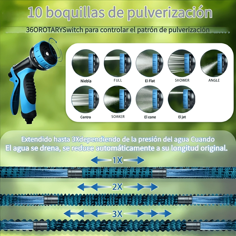 MANGUERA RETRACTIL EXPANDIBLE JARDIN 30 MTS MAS ACCESORIOS - 2