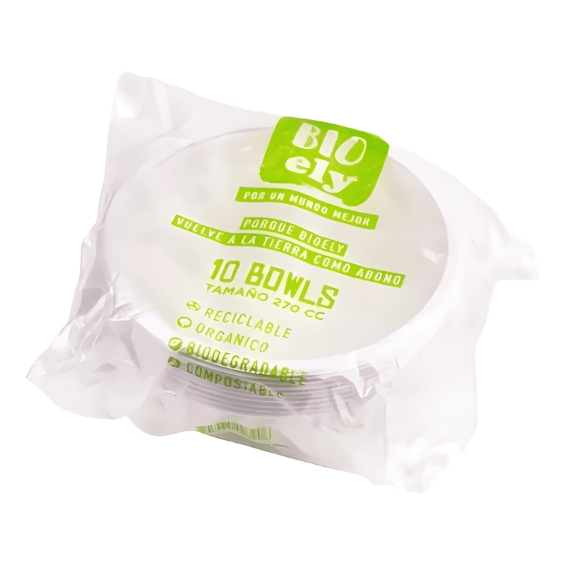 BOWL BIODEGRADABLE 9OZ - 270CC (10 UNIDADES) BIOELY BLANCO - 2